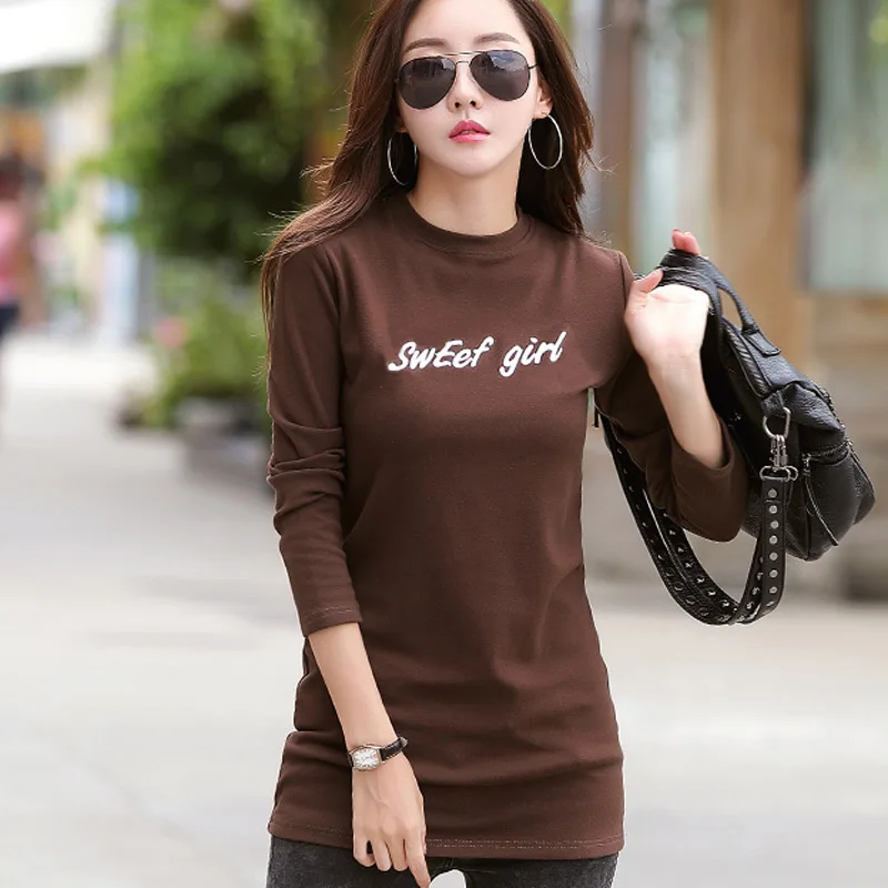 

2019 Autumn Slim Long Sleeve Jumper Female Letter Embroidery Cotton Basic Long Winter Pullover Women O-Neck Korean Sweater Top