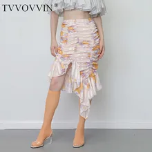 TVVOVVIN летние новые женские юбки с принтом, модные женские юбки в европейском стиле, юбки с эластичным поясом для женщин C843