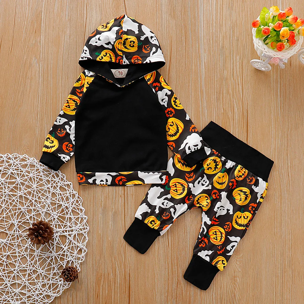 

Baby Girl Clothes Halloween Newborn Infant Baby Boy Pumpkin Hoodie T Shirt+ Pants Costume Set Roupa Infantil Newborn Clothes