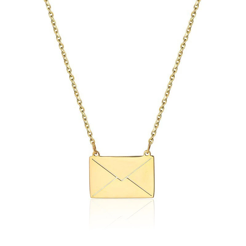 Rirゴールド封筒ペンダントネックレスステンレス鋼女性ミニマ宝石ネックレスメール封筒ジュエリー Chain Necklaces Aliexpress