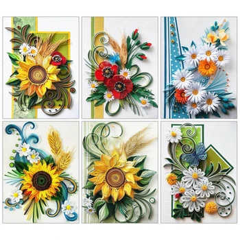 

AZQSD Diamond Painting Sunflower Cross Stitch Rhinestones Gift Diamond Embroidery Flower Full Drill Home Decore Needlework