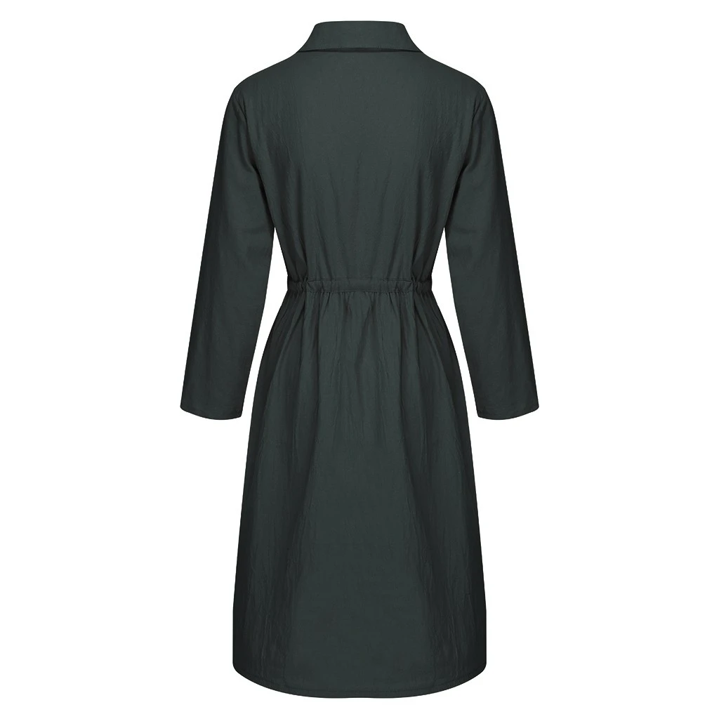 FREE OSTRICH BerryGo Autumn Winter Women Dresses Vestidos Linen Plaid Long Dress Elegant Mid Calf Ladies Female Robe Dress 807