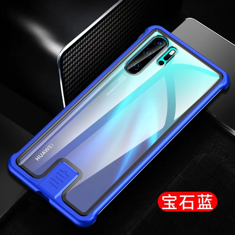 OMEVE металлический бампер чехол для huawei P30 Pro чехол противоударный чехол из закаленного стекла для huawei P30 бескаркасные прозрачные чехлы для телефона оболочка - Цвет: Синий