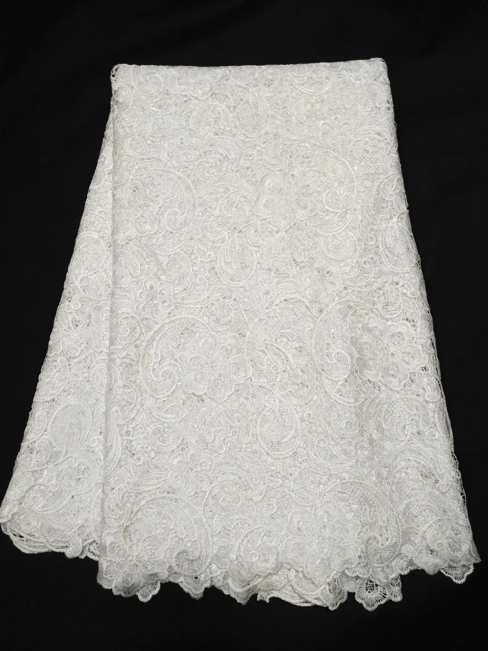 Новая мода белый Африканский шнур кружева французская кружевная ткань высококачественное гипюровое кружево Материал для вечерние платья на свадьбу! M1015 - Цвет: As picture