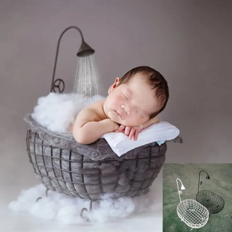 Cesta de hierro para ducha, accesorio para fotografía de bebés, D0JC