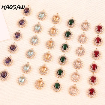 

HAOSAW 14*19MM 4Pcs/Lot Crystal Charms/Claw Rhinestone Pave/Oval Design/Glass Accessories/Jewelry Making/Earring Findings