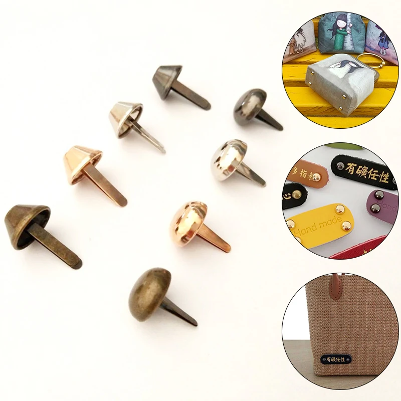 Tornillo inferior de Metal con punta de Metal para bolso, accesorio de decoración artesanal de cuero con forma de seta para decoración de bolso, 100 unids/lote