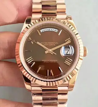 

Hot Sale 18K Rose Gold Steel Clasp Mens Watch Day-Green Face 2813 Movement Automatic Watches MEN Free Shipping