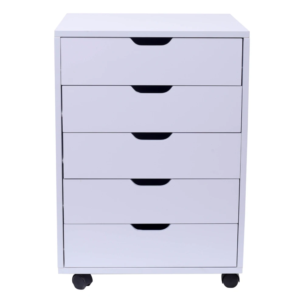 

5-Drawer Wood Filing Cabinet Mobile Storage Cabinet for Closet Office White Color 48.8 x 40.4 x 66.8cm