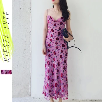

Women Floral Dress 2020 Spring Summer Sexy Boho Strap Velvet Evening Party Dresses Robe Femme