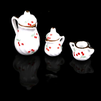 

3pcs/lot Cute Dollhouse Miniature Dining Ware Porcelain Tea Set Dish Cup Kitchen Toys