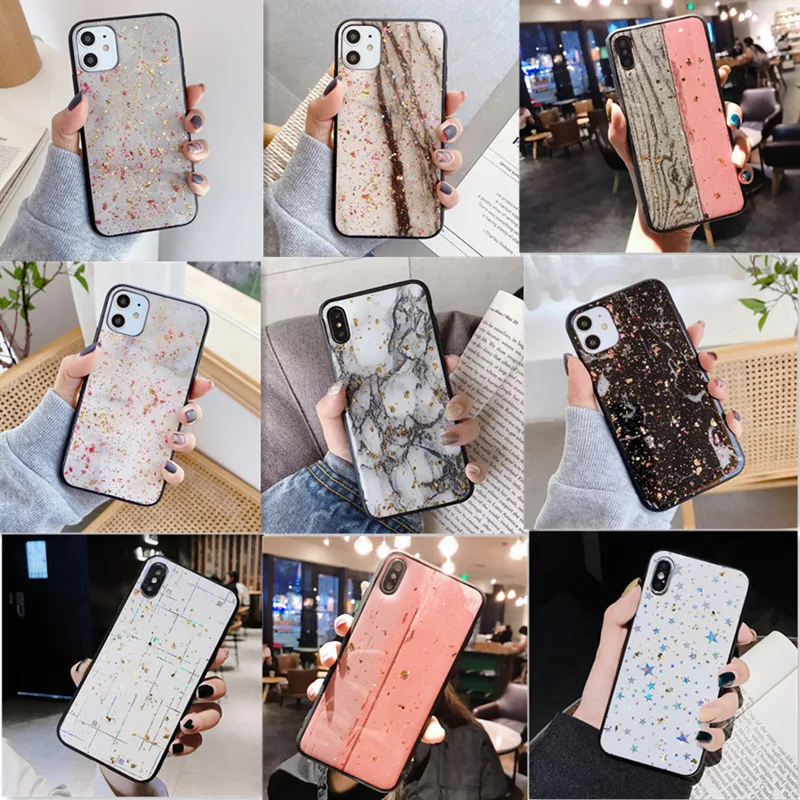 Блестящий чехол для телефона с золотыми блестками iPhone 11 из ТПУ 7 8 Plus 6 6s 12 Pro max 10 X XS