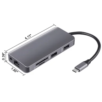 

9 Ports USB HUB C HUB to Multi USB 3.0 Adapter Dock USB-C Splitter Hub for MacBook Pro Accessories Metal Material