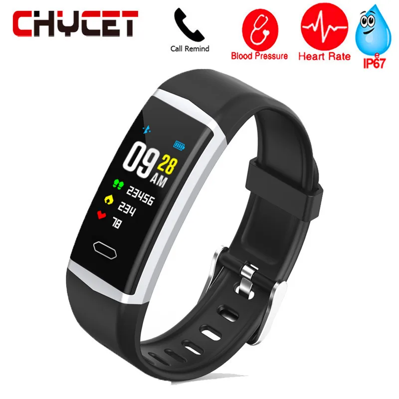 

Smart Bracelet Men Women Blood Pressure Heart Rate Monitoring IP68 Waterproof OLED Color screen Anti-lost Sports Smart Wristband