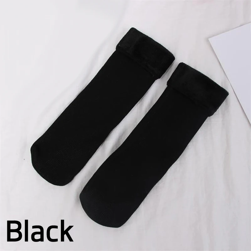 Одна пара женских мягких хлопковых зимних теплых носков зимние носки повседневные однотонные плотные термо кашемировые шерстяные носки-Тапочки - Цвет: Черный