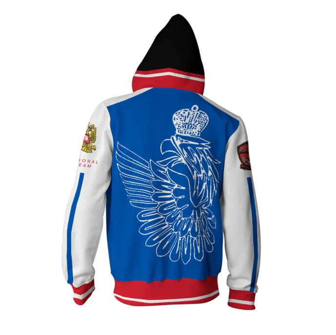 Cena Anime YURI!!! Na lodzie Yuri Plisetsky bluza z kapturem kurtka Cosplay kostium mężczyźni kobiety moda 3D drukowanie na zamek błyskawiczny bluzy z kapturem TOP