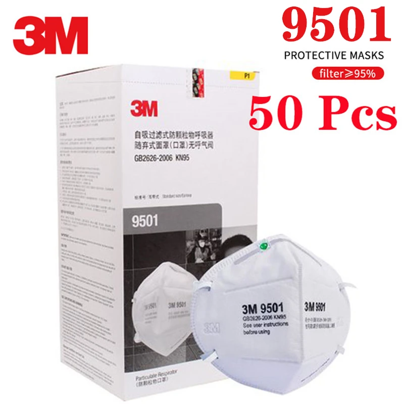 3M KN95 masque respiratoire 9501 masque Anti-poussière PM2.5 masque de
protection contre les particules Anti-brume PM2.5 filtre à charbon
actif masque de sécurité