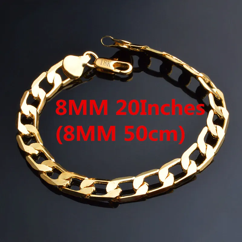 8MM 20inches Классический, 6 мм 8 мм 10 мм плоский мужской браслет серебряный цвет браслеты новые высококачественные модные украшения Рождественские подарки H262 - Окраска металла: 8MM 20inches