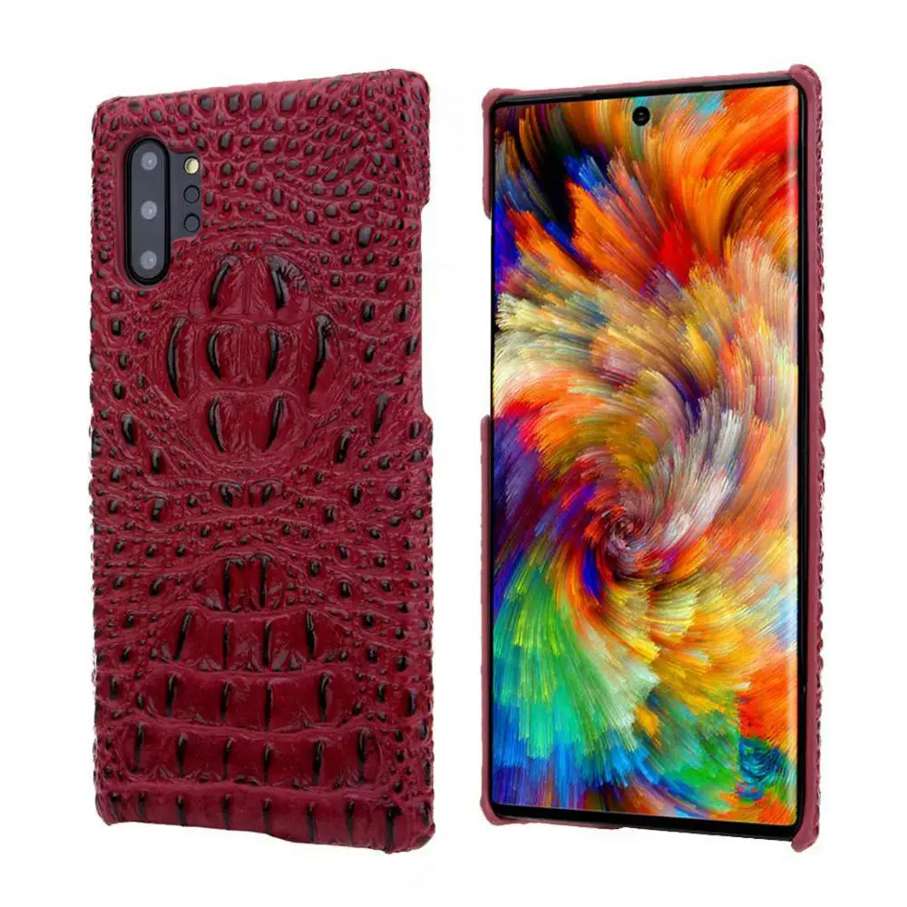 Чехол из натуральной кожи для samsung Galaxy S10 S10E S10 S9 S8 Plus Note10 Plus 9 8 роскошный 3D модель крокодиловой кожи жесткий чехол - Цвет: Red