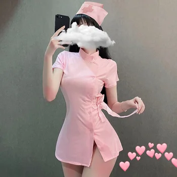 

Nurse Cosplay Uniform Costume Complete Outfit Sexy Bandage Nurse Cosplay Suit Female pink costume