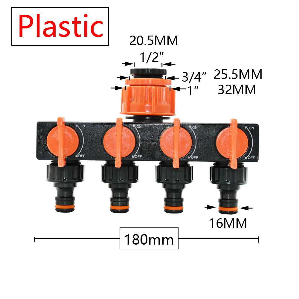 3/4" 2/4-Way Brass Plastic Garden Hose Splitter Y-Type Watering Connector Garden Tap For Outdoor Tap and Faucet