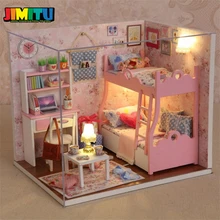 JIMITU ручной работы деревянный кукольный домик игрушки с мебель Сборка DIY Миниатюрная модель комплект детей и взрослых красивые подарки