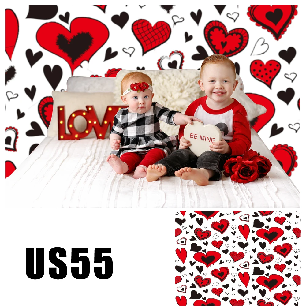 Valentines Day Red Love Hearts On White Background Photo Booth Backdrop Baby Photography Studio Couple Lovers Portrait Wallpaper |