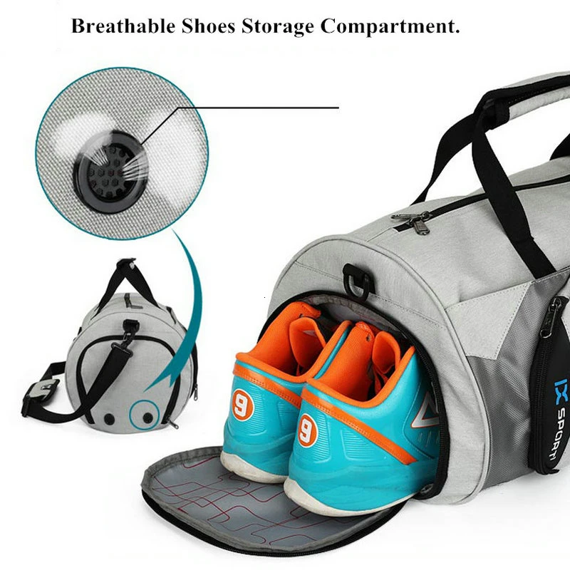 Мужские спортивные сумки для фитнеса, тренировочные Спорт на открытом воздухе, многофункциональные сумки с разделителем для сухого и влажного спорта