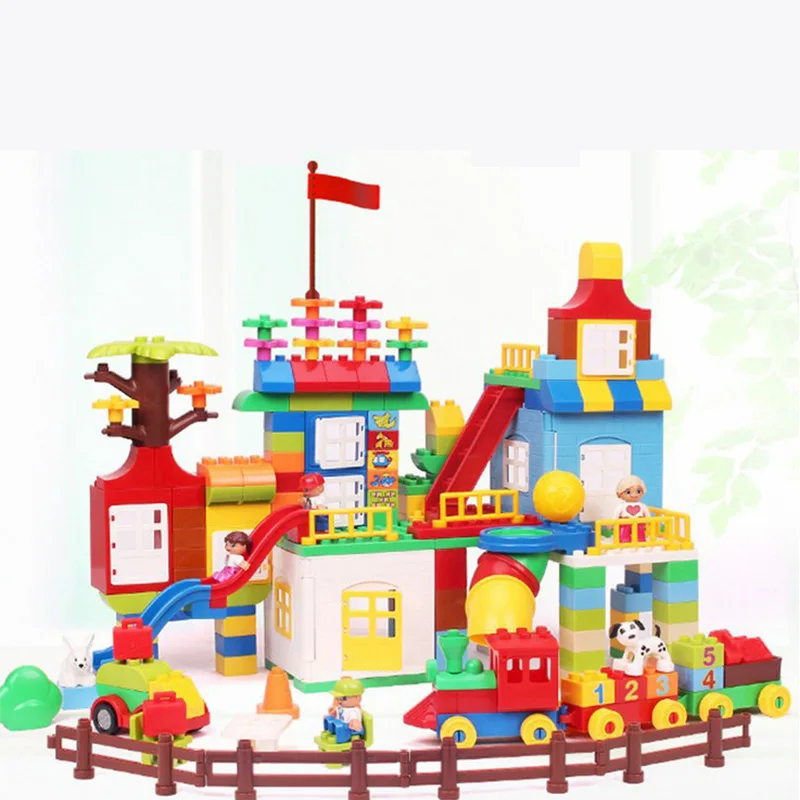 

Hui mei 210 Large Particles Assembled Kindergarten Building Blocks Boxed Slideway Road Toy Hm182