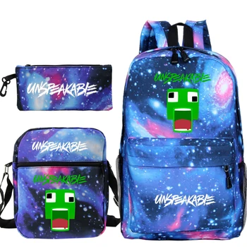 

UNSPEAKABLE printed large-capacity boys and girls student backpack three-piece outdoor travel backpack school bag Mochila