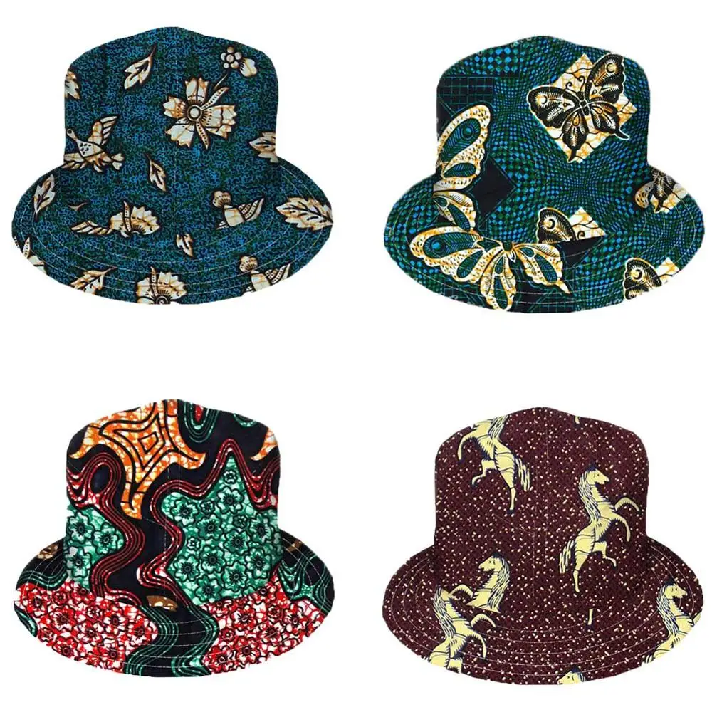 Fadzeco Африканский наряд Мужская кепка лошади принт батик шляпа рыбака Двусторонняя одежда стильная модная принтованная африканская шляпа 4 цвета