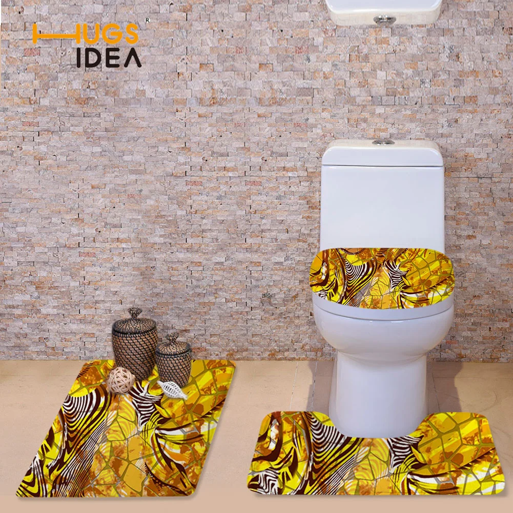 HUGSIDEA Soft Flannel Contour Rug Pedestal Mat And Toilet Lid Cover Beautiful Color Pattern Hot Selling Bath Carpet Set | Дом и сад