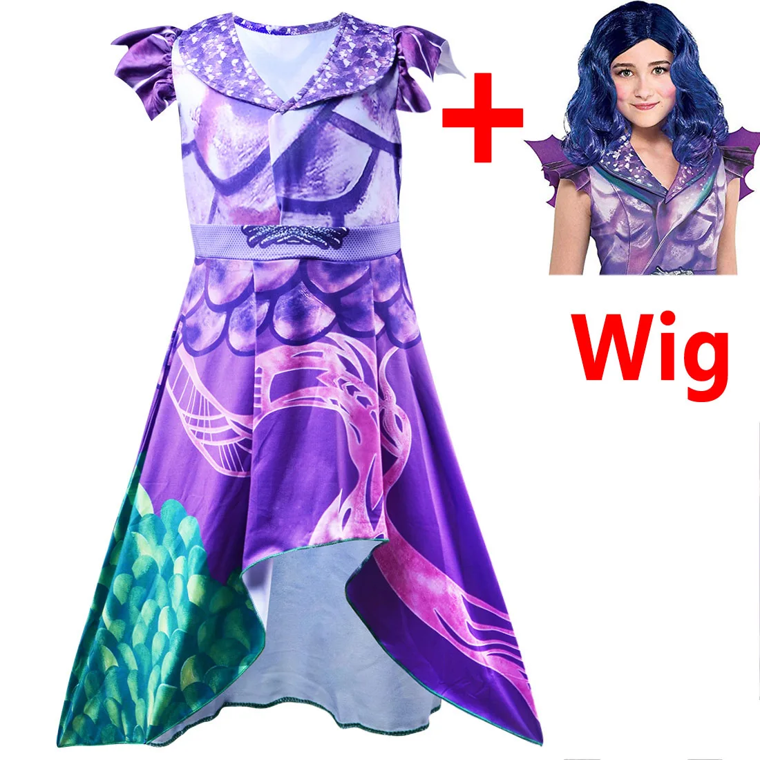 

Hot Sale Descendants 3 Evie Cosplay christmas Dress Mal Costumes Top Full Set Kids Halloween Carnival Party Costume for Girls