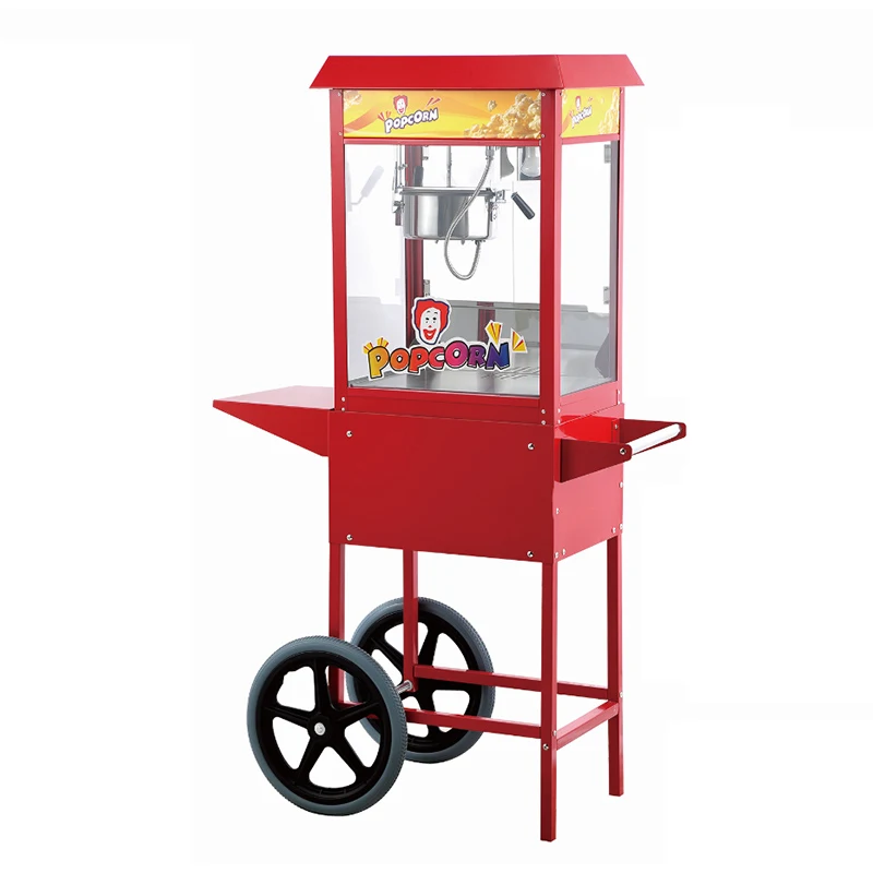 220V popcorn machine commercial tempered glass belt cart movie theater KTV popcorn machine luxury roof popcorn machine