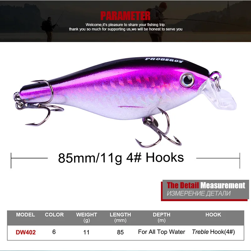 6 шт./компл. Topwater картина воблеры Пластик приманки для ловли рыбы, 3,"-8,4 см/11,09 г-0,4 oz VIB Bassbait 6 цветов блесна рыболовные снасти