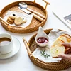 Handmade Rattan Storage Basket With Wooden Handle Fruit Food Storage Tea Trays Home Decoration 4