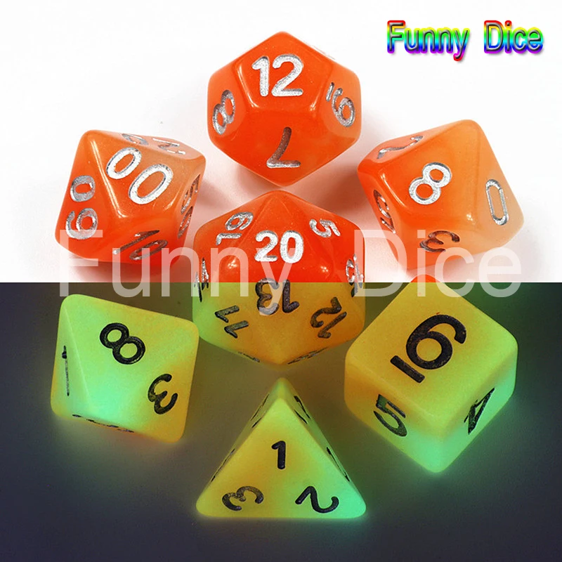 2 Цвет микс светится в темноте игральная кость 7 шт./компл. D4 D6 D8 D10 % D12 D20 для DnD