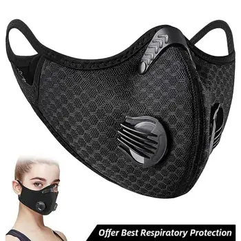 

1pcs Face Mask Anti Dust Mask Face Shield Protective Activated Carbon Valve PM2.5 Windproof Breathable Outdoor Sports Mask Black