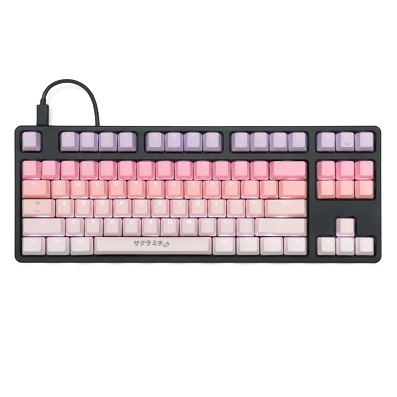 US $69.00 taihao Sakura Michi pbt double shot keycaps for diy gaming mechanical keyboard Backlit Caps oem profile light through ISO UK