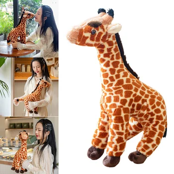 

Giraffe Plush Toy Stuffed Simulation Animal Doll and Pillow for Bedtime Pal Playroom Decoration Children Playset J8
