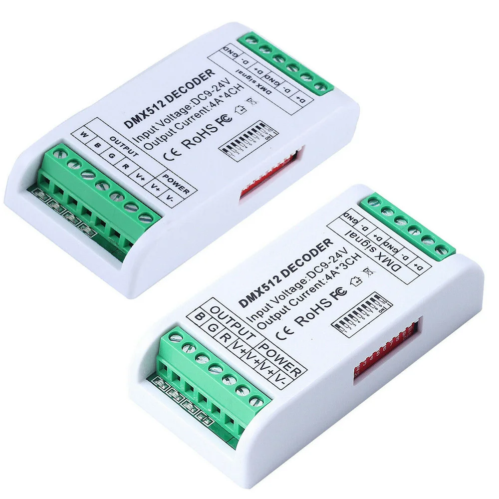 Новый Светодиодные ленты контроллер по протоколу DMX 512 декодер led RGB 3CH RGBW 4CH