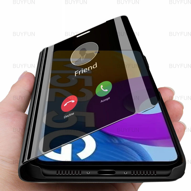Умный зеркальный чехол для телефона Samsung Galaxy M52 магнитная подставка чехол-книжка