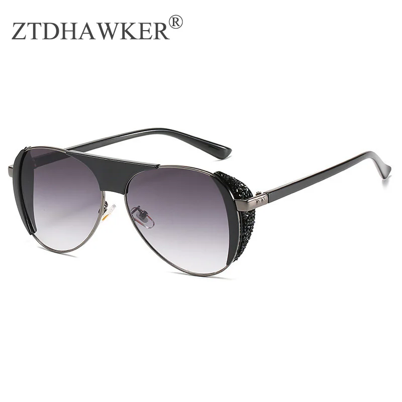 

Punk Big Frame Sunglasses Fashion Men and Women Wild Frog Mirror Thick Edge Diamond Luxury Eyeglasses