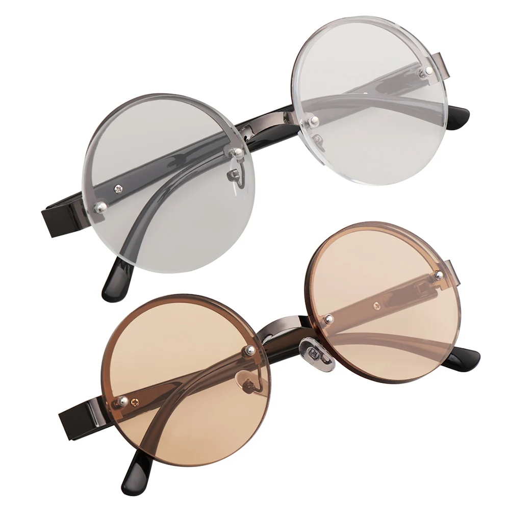 

1PC Fashion Unisex Round Half-frame Reading Glasses Solid Metal Frame Eyeglasses Portable Vision Care Eyewear +0.0~+4.0 Diopter