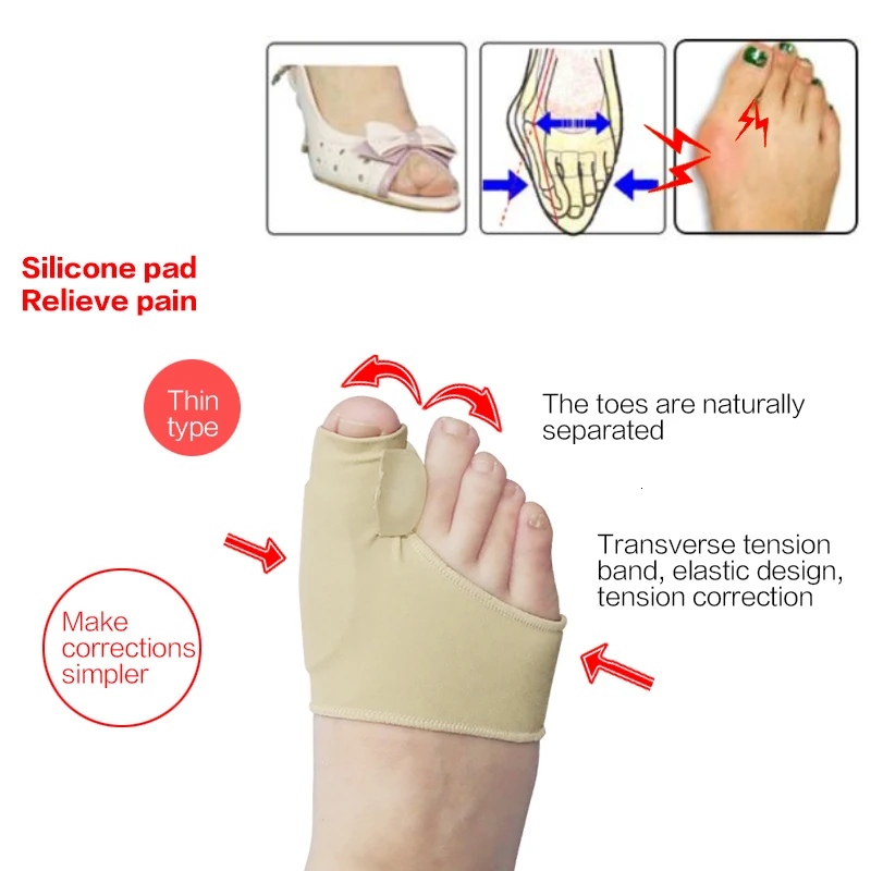 2 шт., разделитель пальцев ног, вальгусная деформация, корректор ортопедический для ног, корректор костного пальца, коррекционный носок для педикюра, выпрямитель
