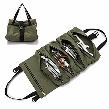 

Car Motorcycle Tool Roll Up Bag Canvas Storage Pouch Tools Tote Carrier Sling Holder Mutipocket Repair Kit Storage Bag