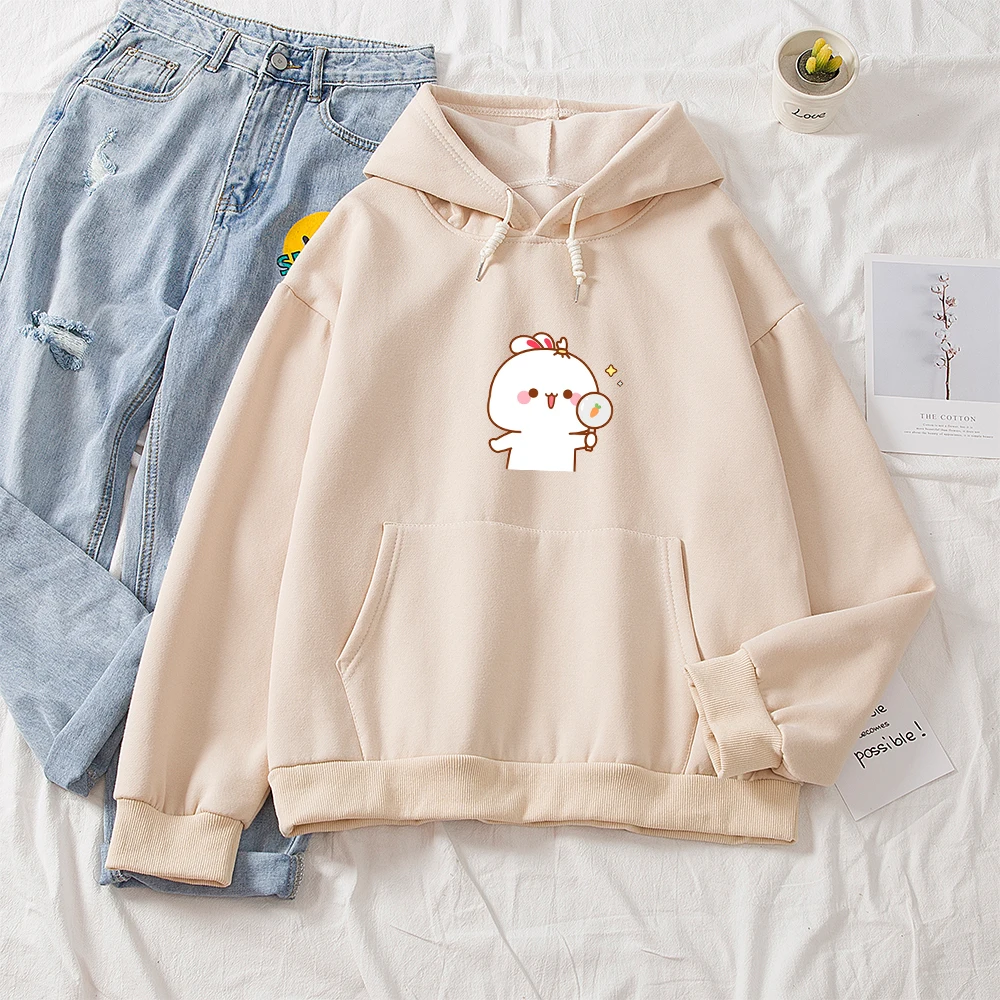 

Harajuku Sweatshirts Ladies Warm Hip Hop Streetwear Oversized Hoodies Women Cotton Hoodie Casual Simple Rabbit Print Streetwear