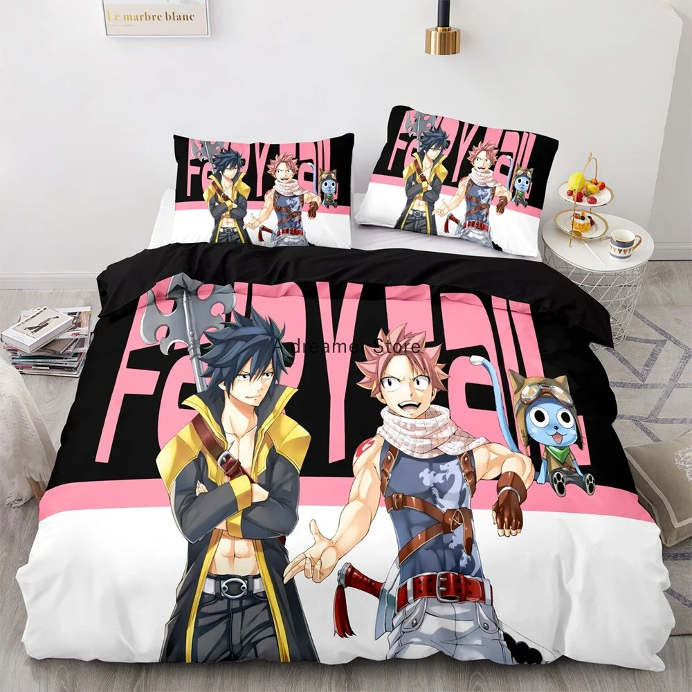 2022 New Style Anime Fairy Tail Duvet Cover Cartoon Kids Bedding Sets With Pillowcases Gift For Friend Decor Home Bedclothes