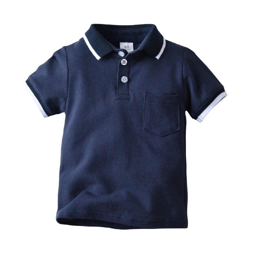

New Summer Baby Boys Turn-down Collar Polo Shirts Cotton Shirts Kids Sport Tee White Color