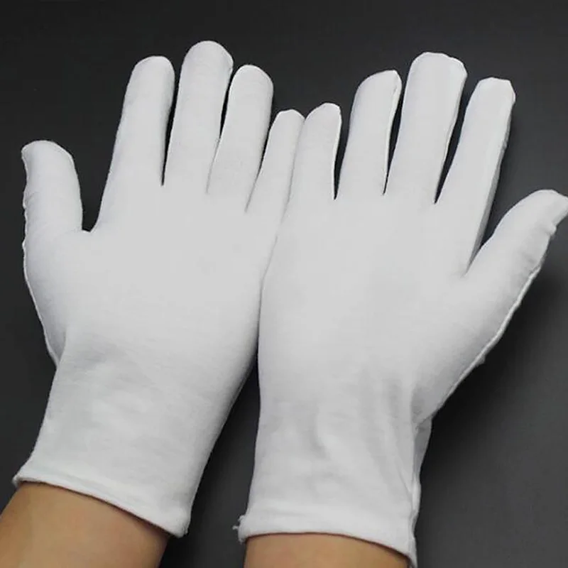 Men Women White Full Finger Cotton Gloves High Elastic Etiquette Waiters Drivers Jewelry Workers Mittens Sweat Gloves 1 Pairs cotton gloves,cotton work gloves